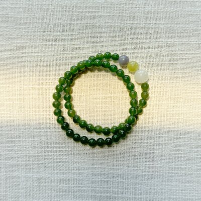 和田玉碧玉双圈简约文气手链套装