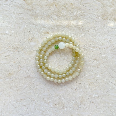 天然和田玉蜂蜜淡糖玉三圈手链