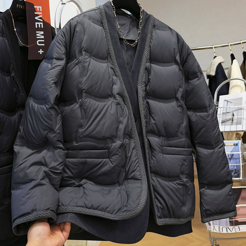 设计感西装拼接慵懒风羽绒服女冬