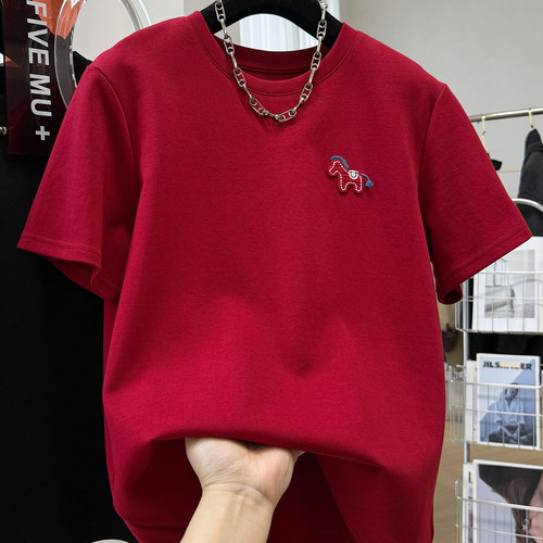 韩系早春定制卡通刺绣短袖T恤女