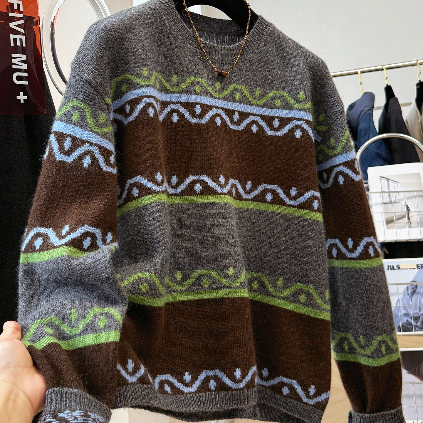 高级感韩系复古套头毛衣女秋冬