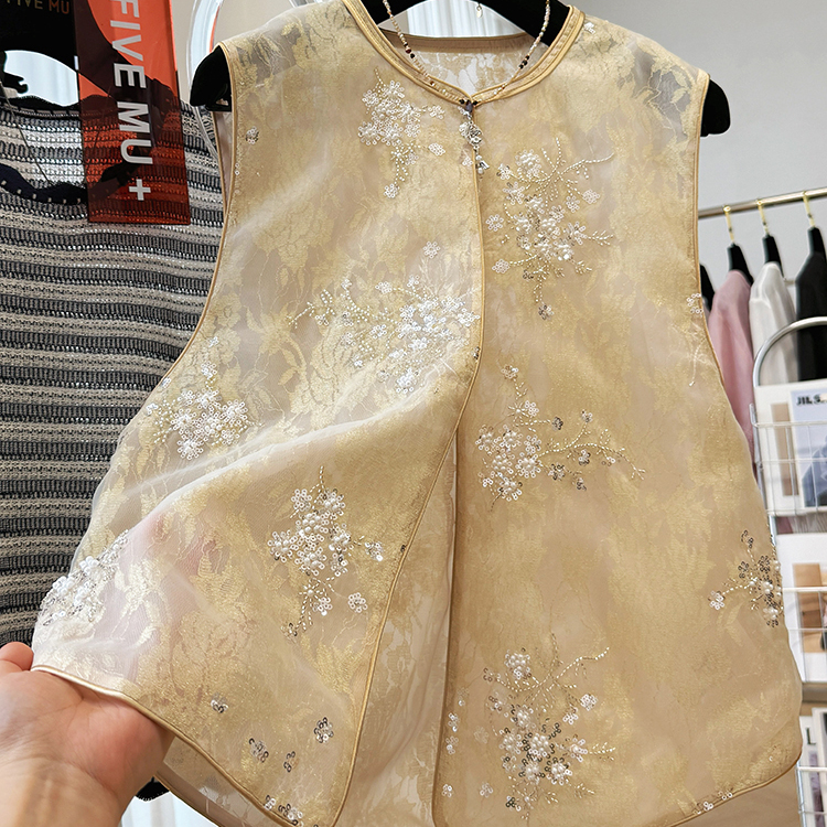 高端定制重工新中式马甲背心女
