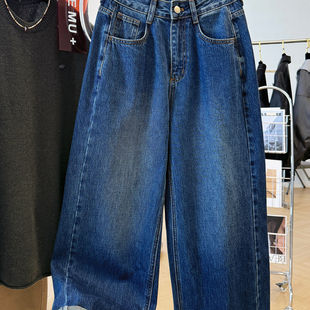 裤 高级感宽松直筒显瘦休闲牛仔裤 型超好看 版 子 女秋穿搭韩系长裤