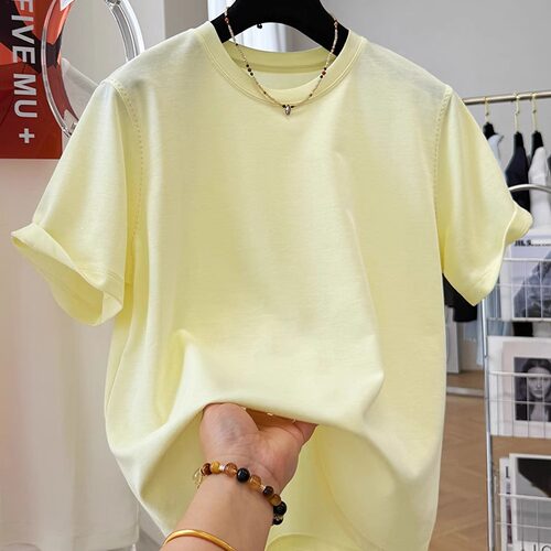 高级感简约纯色短袖T恤女夏季