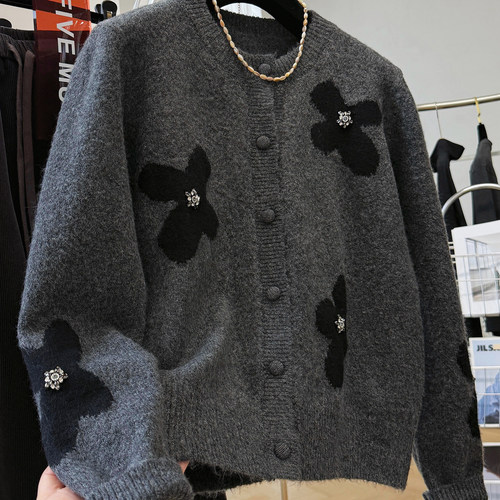 高级感定制针织开衫毛衣上衣女