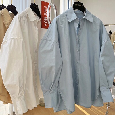 韩系慵懒风纯棉衬衫女2025春装