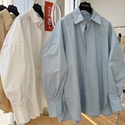 韩系慵懒风纯棉衬衫女2025春装