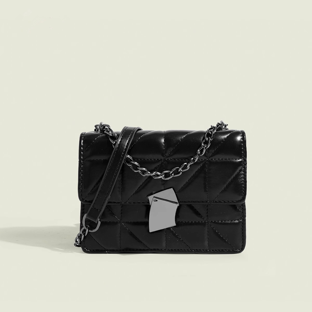 高级感质感暗黑系百搭链条单肩包