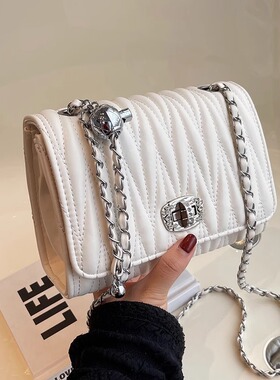 今年流行包包女2025春夏新款仙女包时尚单肩斜挎链条包百搭褶皱包