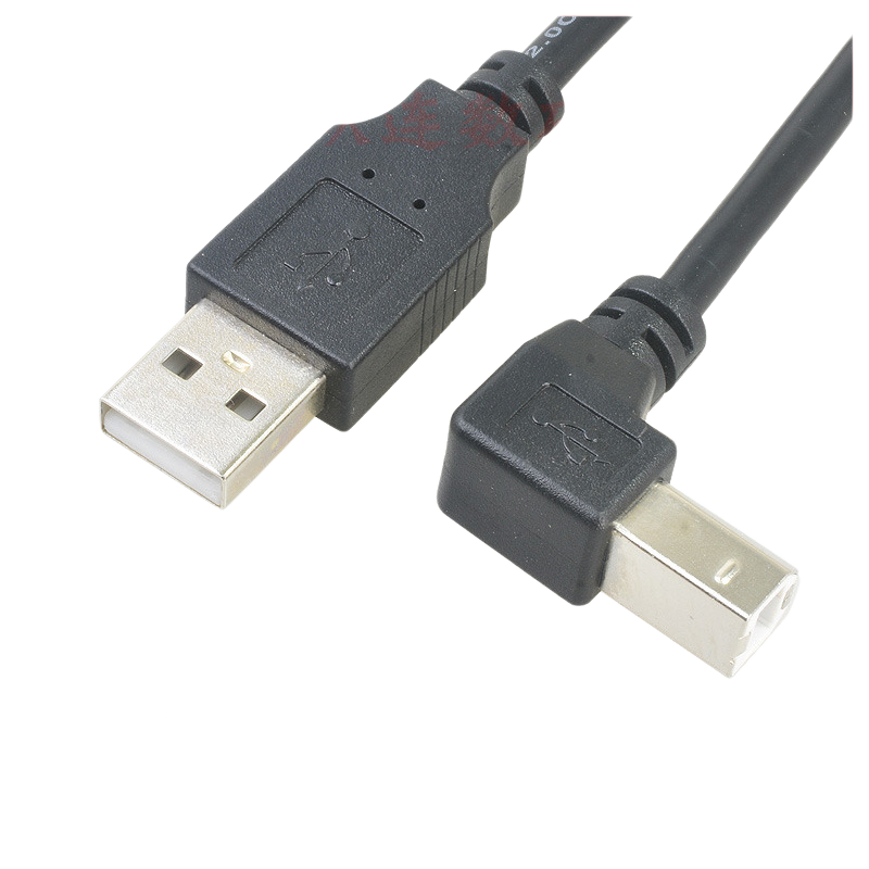 USB2.0直头对B公左弯头90度打印机硬盘盒 扫描仪线USB打印转USB-B usb方口打印机数据线上下左右弯头全铜屏