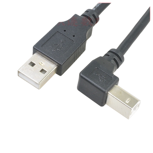 USB2.0直头对B公左弯头90度打印机硬盘盒 扫描仪线USB打印转USB-B usb方口打印机数据线上下左右弯头全铜屏蔽