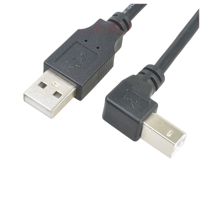 USB2.0直头对B公左弯头90度打印机硬盘盒 扫描仪线USB打印转USB-B usb方口打印机数据线上下左右弯头全铜屏蔽