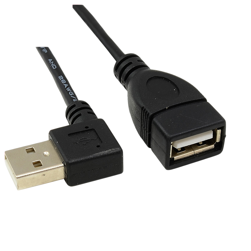 弯头USB加长弯头USB2.0延长线90度直角USB公对母L型USB 2.0 A公带螺丝孔耳朵可固定电脑车载手机数据线充电线