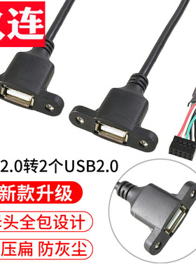 电脑机箱主板9针转杜邦2.0间距双口挡板线9Pin转USBUSB转杜邦单排5P2.0mm机箱内置挡板线/固定usb母转杜邦10p