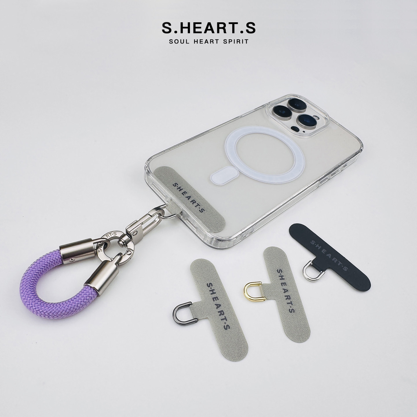 SHEARTS挂绳夹片手机链斜挎绳辅助挂钩牛津布牢固定电话连接垫片图片