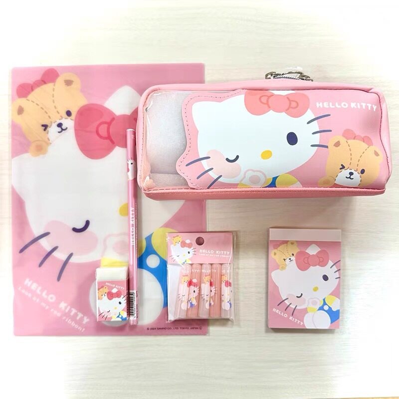 日系卡通可爱凯蒂猫文具笔袋粉色少女心pu防水大容量收纳包