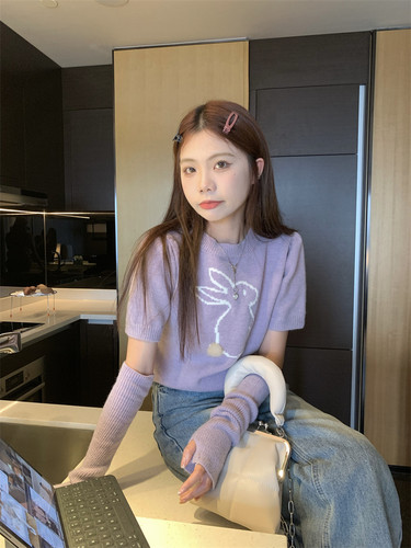 温柔风拆卸袖套套头针织衫