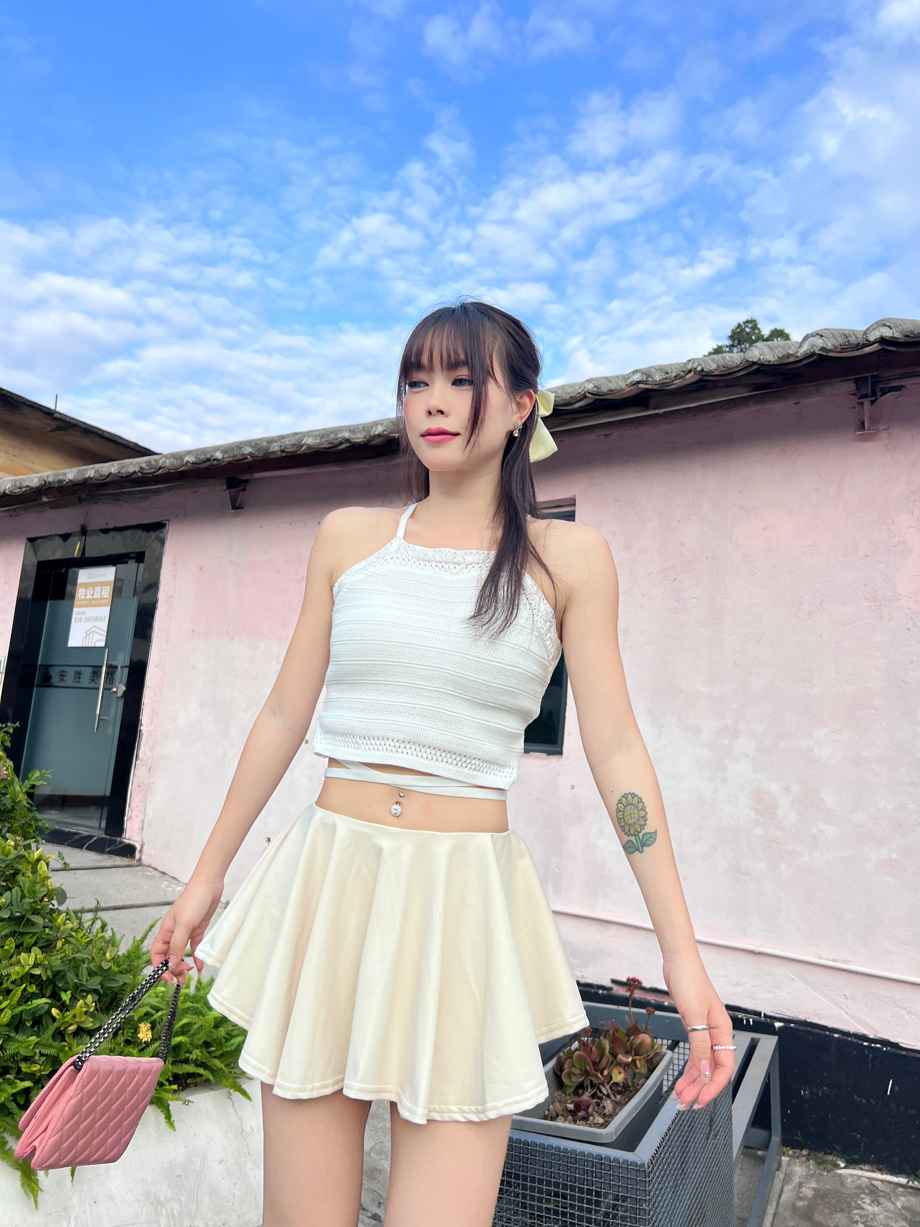 性感短款针织吊带背心女夏季芭蕾风搭配短裙外穿内搭绑带紧身上衣