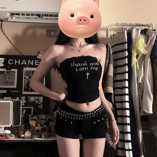 ins风紧身收腰显身材打底背心女学生夏天性感露肩外穿抹胸上衣潮