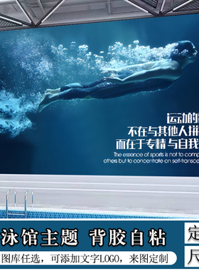 游泳馆墙面装饰画壁纸墙纸贴纸宣传海报贴画壁画墙贴防水池背景墙