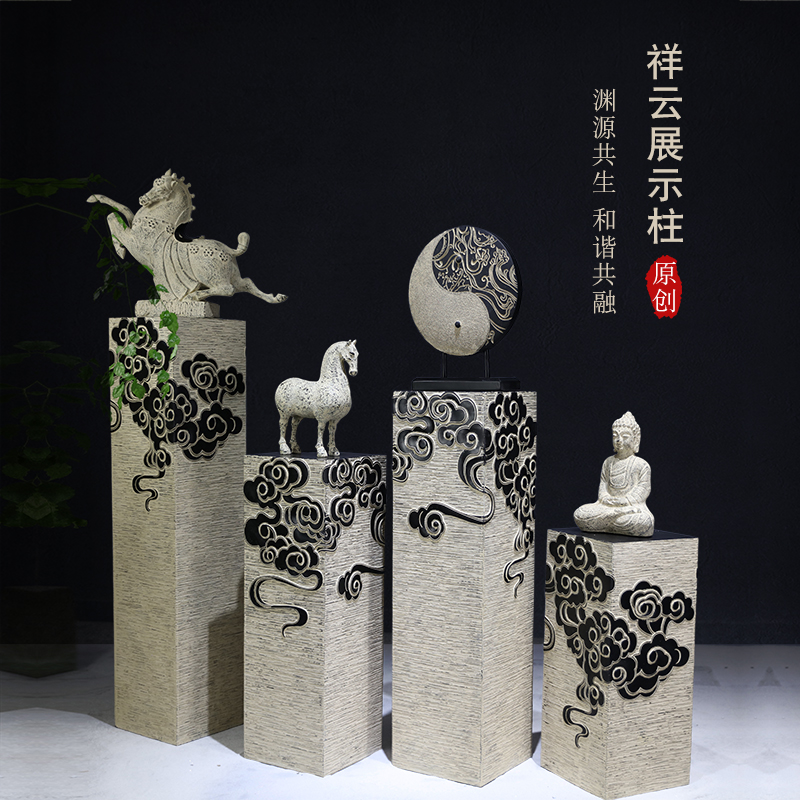 落地仿古风玄关底座装饰品展示柱