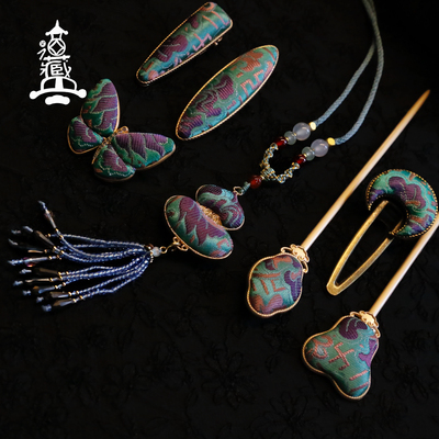 宋锦新中式复古头饰发夹胸针项链