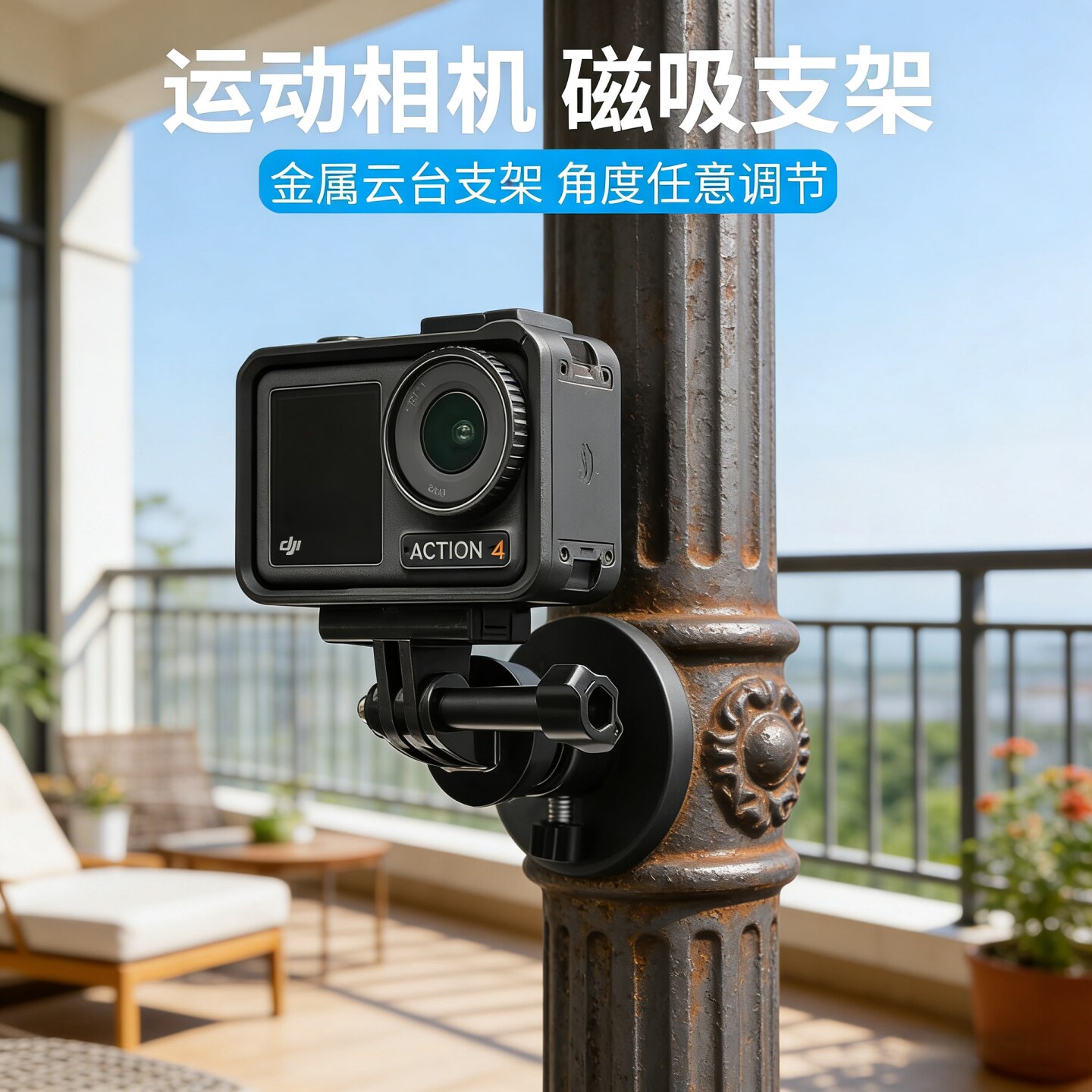 磁吸云台支架 适用GoPro13运动相机车载拍摄拓展支架大疆Action 6/5pro/4吸盘Pocket 3固定底座配件图片