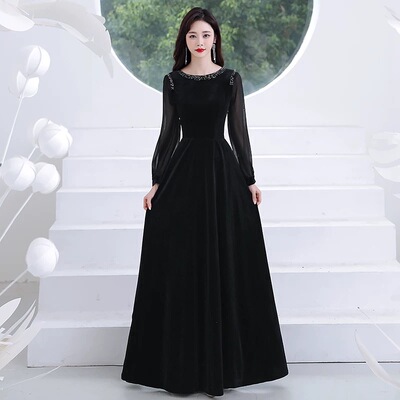2026新款大合唱团演出服女长裙红歌中国风朗诵服装独唱走秀晚礼服