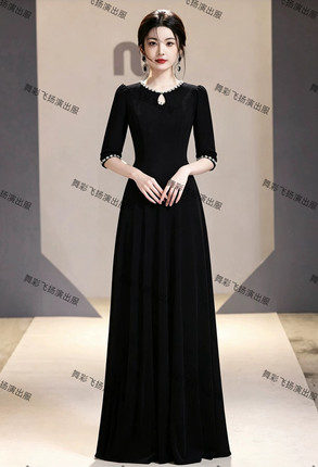 2026新款大合唱团演出服女长裙红歌中国风朗诵服装独唱走秀晚礼服