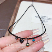 小众设计感黑色爱心项链2025年新款 网红甜酷风轻奢锁骨链气质百搭