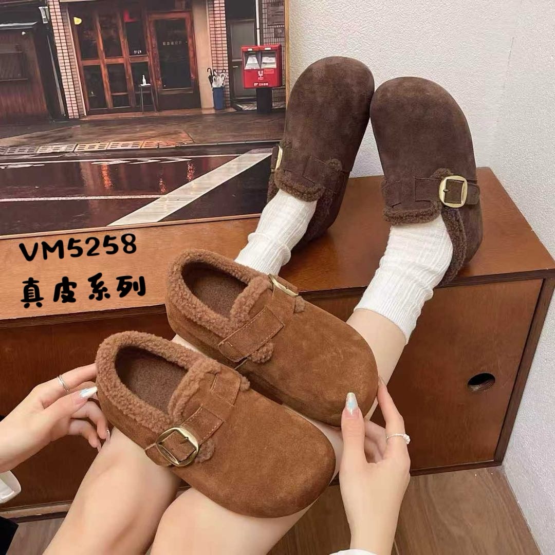 意红真皮脖肯2025冬季新款加绒保暖棉鞋女厚底防滑休闲运动鞋5258