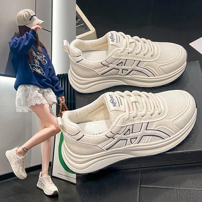 防滑新款炸街老爹鞋2026春季舒适百搭跑步软底增高运动女鞋8153