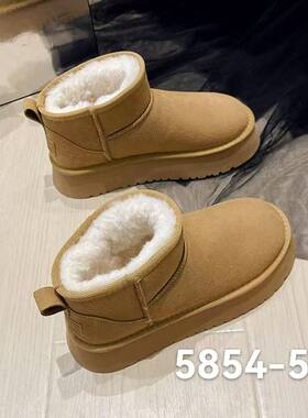 厚底雪地靴女冬加绒加棉2026年新款增高雪地棉保暖短5854-5