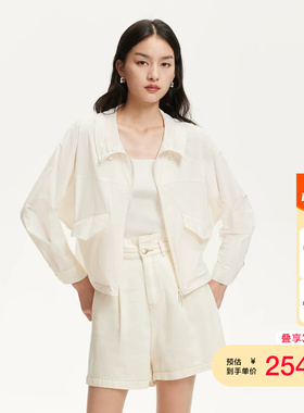 vq区绫致Vero Moda上衣女夏季新款轻薄纯色木耳边领口短外套