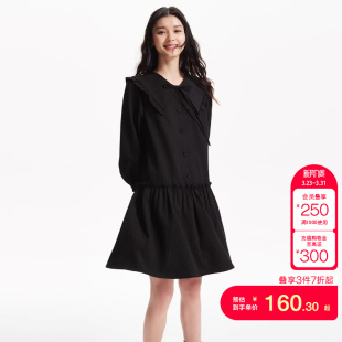 海军领暗纹短裙女时尚 tq区绫致Vero Moda连衣裙春夏黑色七分袖