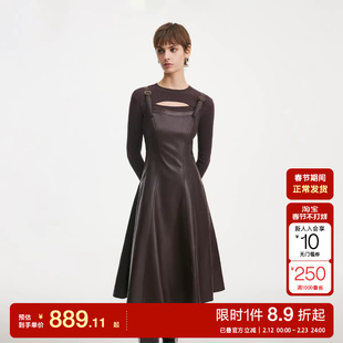 绫致ONLY2026春季新款胸前镂空显瘦解构A字裙摆两件套连衣裙女