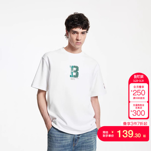 tq区绫致杰克琼斯男秋冬NBA联名雄鹿队宽松运动风圆领T恤