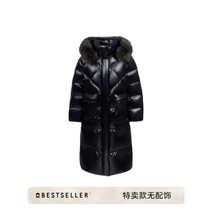 [特卖无配饰]绫致ONLY新款白鸭绒连帽保暖长款羽绒服女无毛领