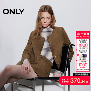 绫致ONLY2026秋冬新款圆领立体贴袋金属纽扣西服外套女