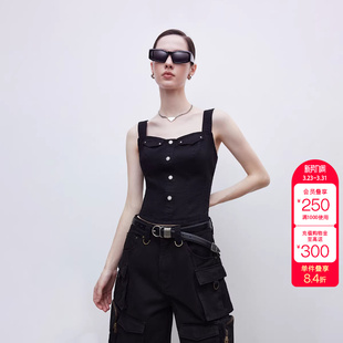 吊带背心雪纺衫 工装 女 辣妹风显瘦短款 绫致ONLY秋冬新款