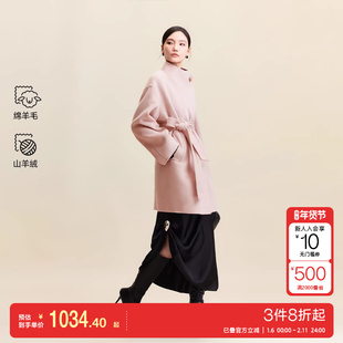 v区绫致Vero Moda毛呢大衣25秋冬含绵羊毛山羊绒双面呢收腰外套