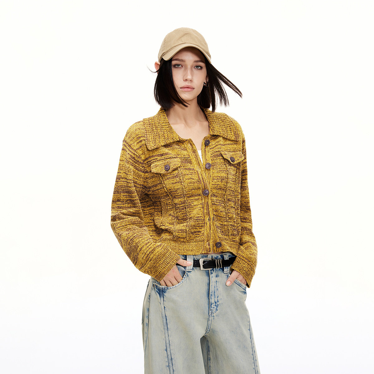 ONLY2025春季新款柔软舒适撞色翻领毛衣开衫针织衫女,女装/女士精品,毛针织衫,淘宝优惠券,粉丝福利购,淘宝优惠卷