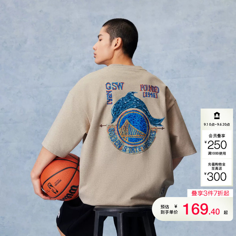 jq区绫致【NBA联名勇士队】杰克琼斯男短袖T恤上衣圆领宽松图片