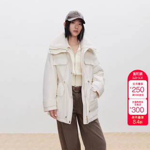 风收腰设计宽松羽绒服女 90白鸭绒工装 绫致ONLY冬季 新款