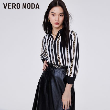 【合辑款】绫致Vero Moda上衣女优雅气质浪漫印花丝巾拼接衬衫