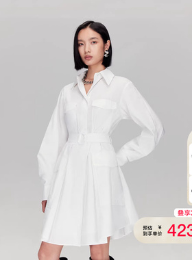 vq区绫致Vero Moda连衣裙秋冬新款含莱赛尔棉不规则底摆中裙