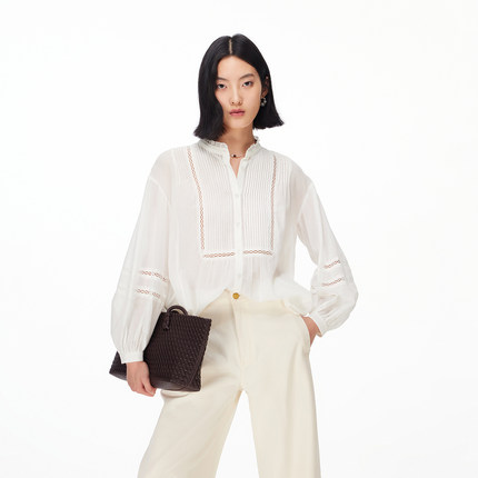 绫致Vero Moda衬衫女2026春季新款纯棉蕾丝镂空宽松衬衫经典时髦