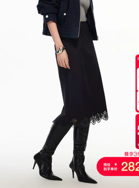 vq区绫致Vero Moda半身裙女2026春拼接刺绣蝴蝶直筒拉链中长裙