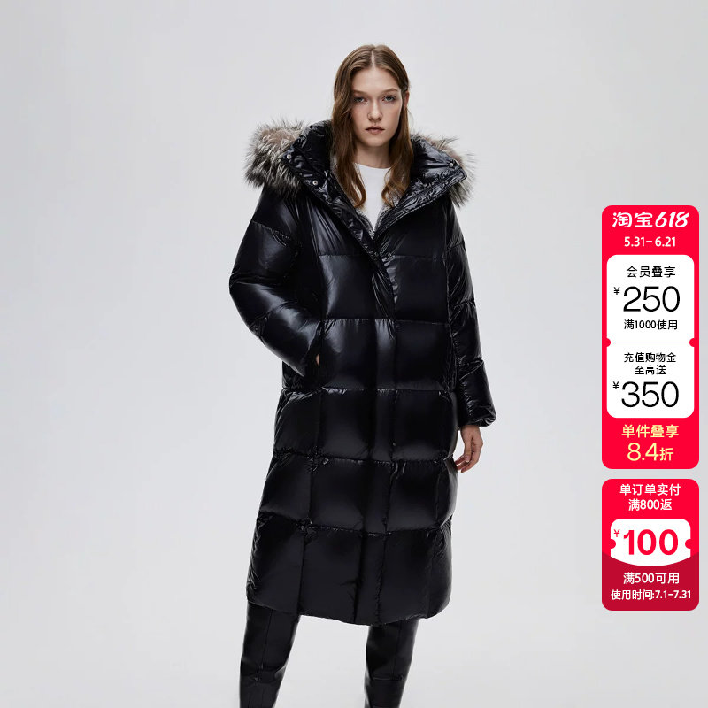 绫致ONLY冬季新款90白鹅绒户外毛领立领保暖羽绒服女
