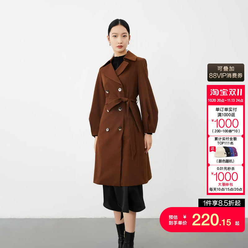 t区绫致Vero Moda风衣外套女秋冬新款优雅通勤双排扣时尚百搭
